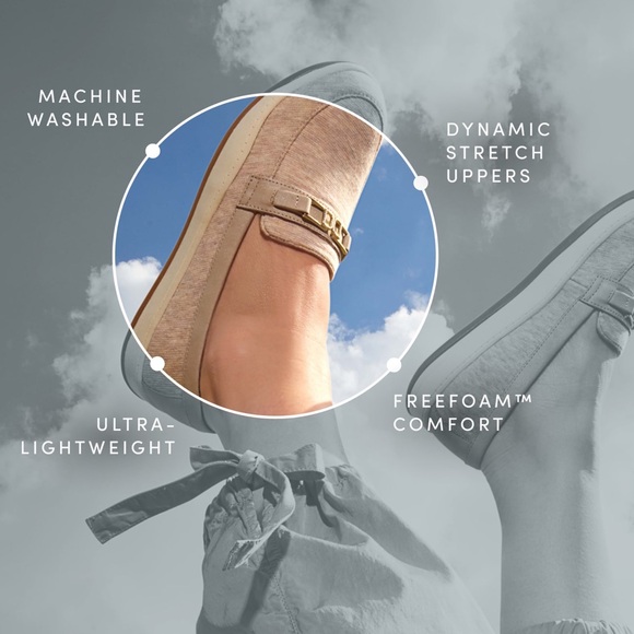 NWT Bzees Abstract Frill Loafer Flat Gray Slip On Breathable Strap Size 9W - Picture 2 of 13